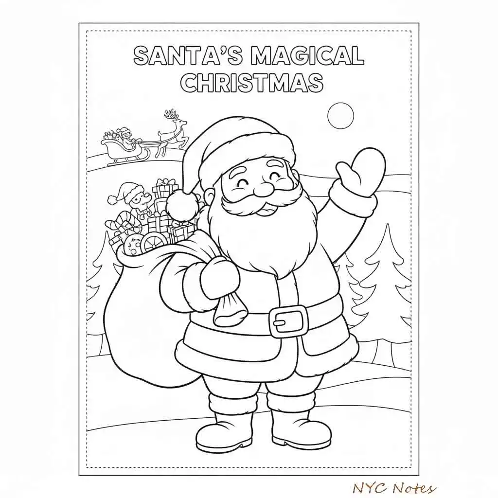 Santa Coloring Pages PDF Free Printable Christmas Fun for Kids and Adults