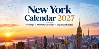 New York Calendar 2027: Holidays, Monthly Calendar and Important Dates New York Calendar 2027 Holidays, Monthly Calendar